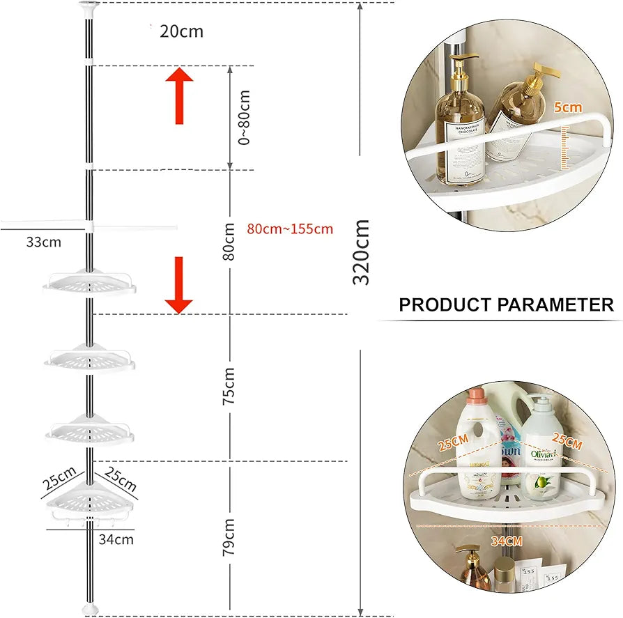 Adjustable Corner Bathroom Shelf Organizer