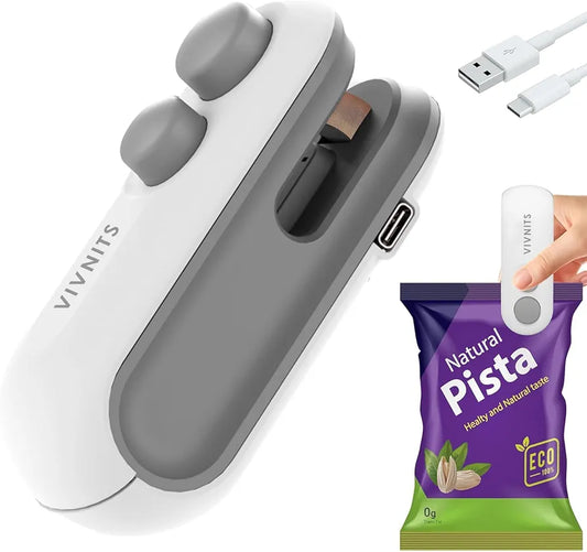 2-in-1 Mini Bag Sealer & Cutter – Rechargeable & Portable