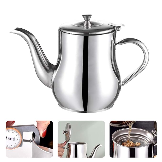Stainless Steel Oil Dispenser with Strainer Lid | Multipurpose Cooking Oil Container for Kitchen
