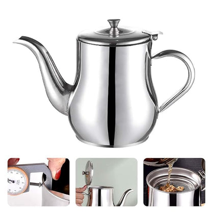 Stainless Steel Oil Dispenser with Strainer Lid | Multipurpose Cooking Oil Container for Kitchen
